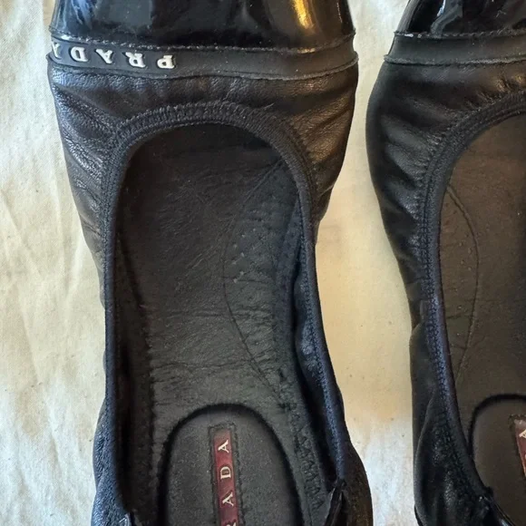 Prada Glossy Black Flats for Women - Picture 3 of 5